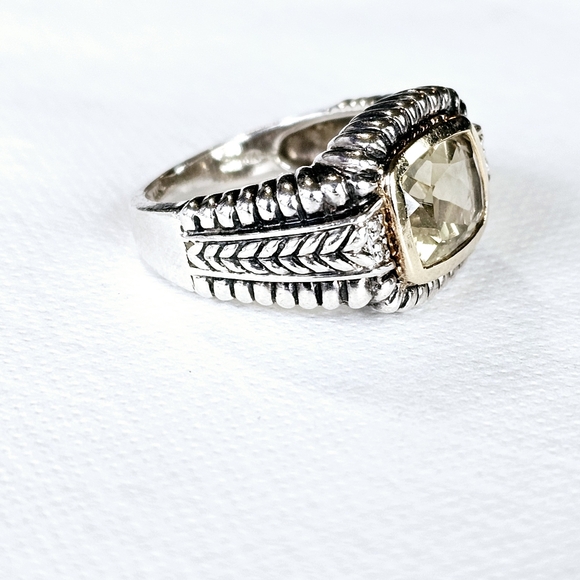 Genuine Town & Country Citrine & Diamond Ring in 14K & Sterling Silver Sz 6! - Picture 3 of 6